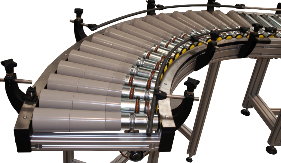 Roller conveyors curved elements